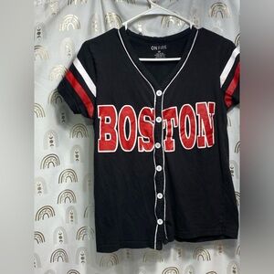 On Fire Kids Black and Red Boston Button Down Shirt